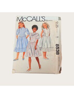 Vintage 1980s McCalls Sewing Pattern 8538 Girls Dress Size 10 Uncut